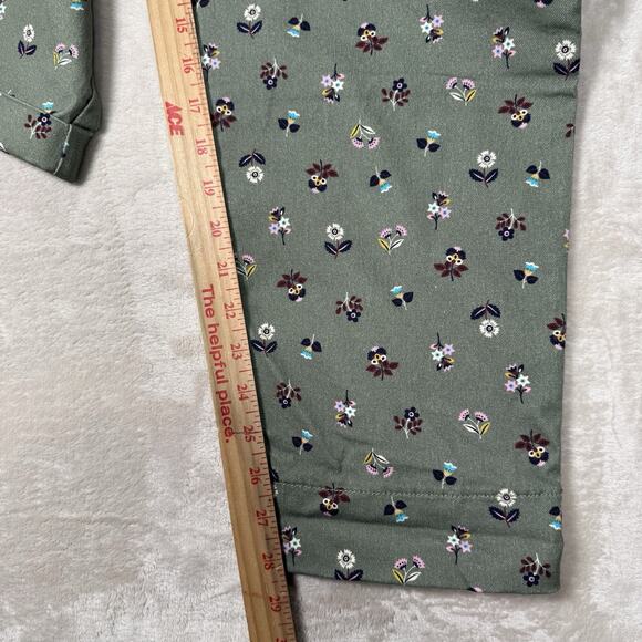 Boden Women's Dungarees Size 12 Dainty Floral Denim Girlfriend Overalls Green - Picture 9 of 10